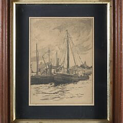 Etching "Sunset Old South Wharf"