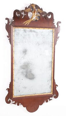 Fine George III Mahogany and Gilt Phoenix Bird Looking Glass