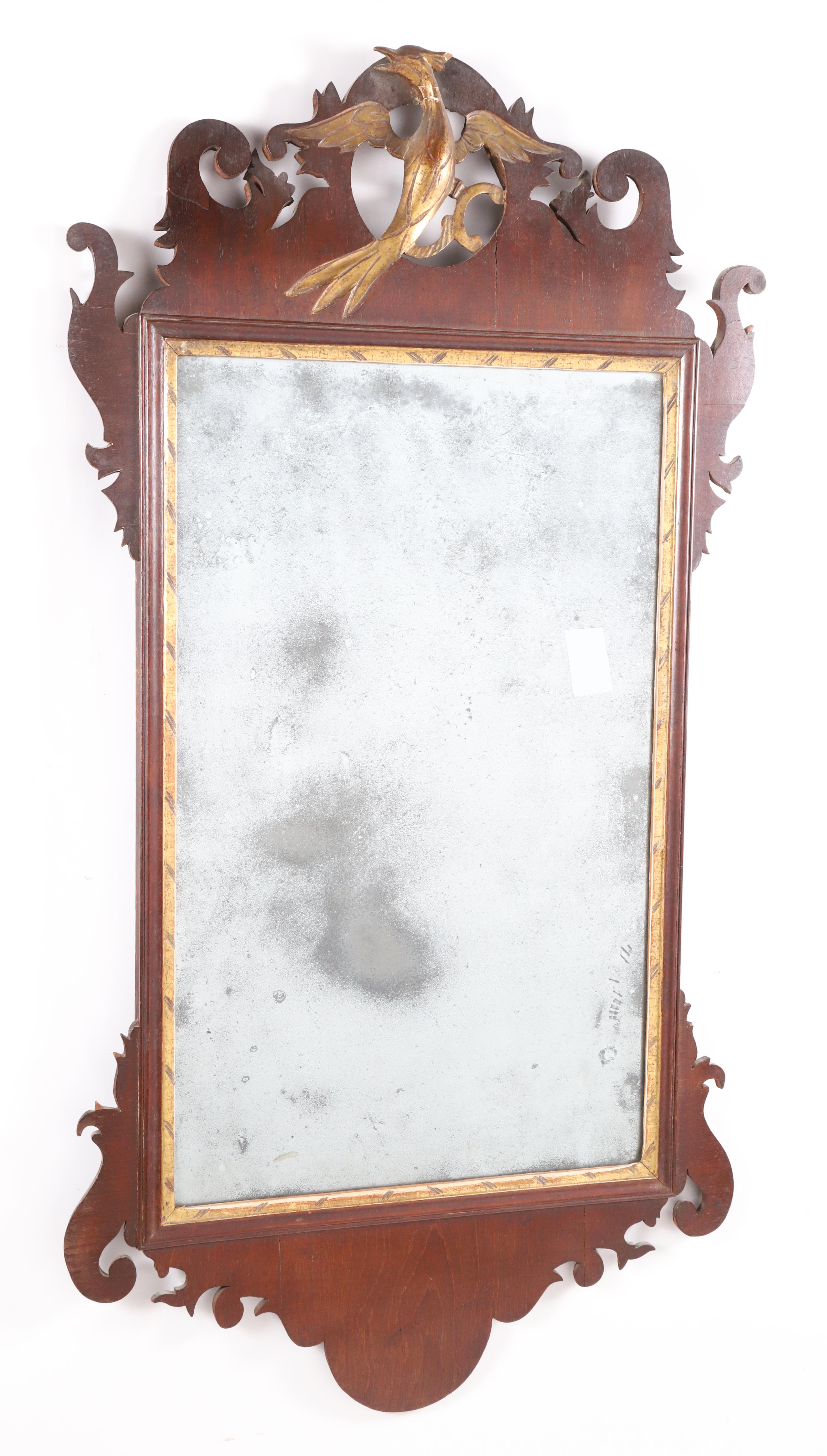 Fine George III Mahogany and Gilt Phoenix Bird Looking Glass
