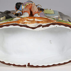 Vintage Painted Bisque Elephant with Female Rider and Attendant