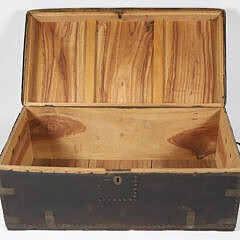 Chinese Export Leather Covered Brass Bound Camphorwood Trunk, 19th Century