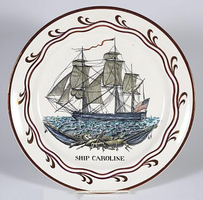 One Nautical Collector Plate: Staffordshire "Ship Caroline"