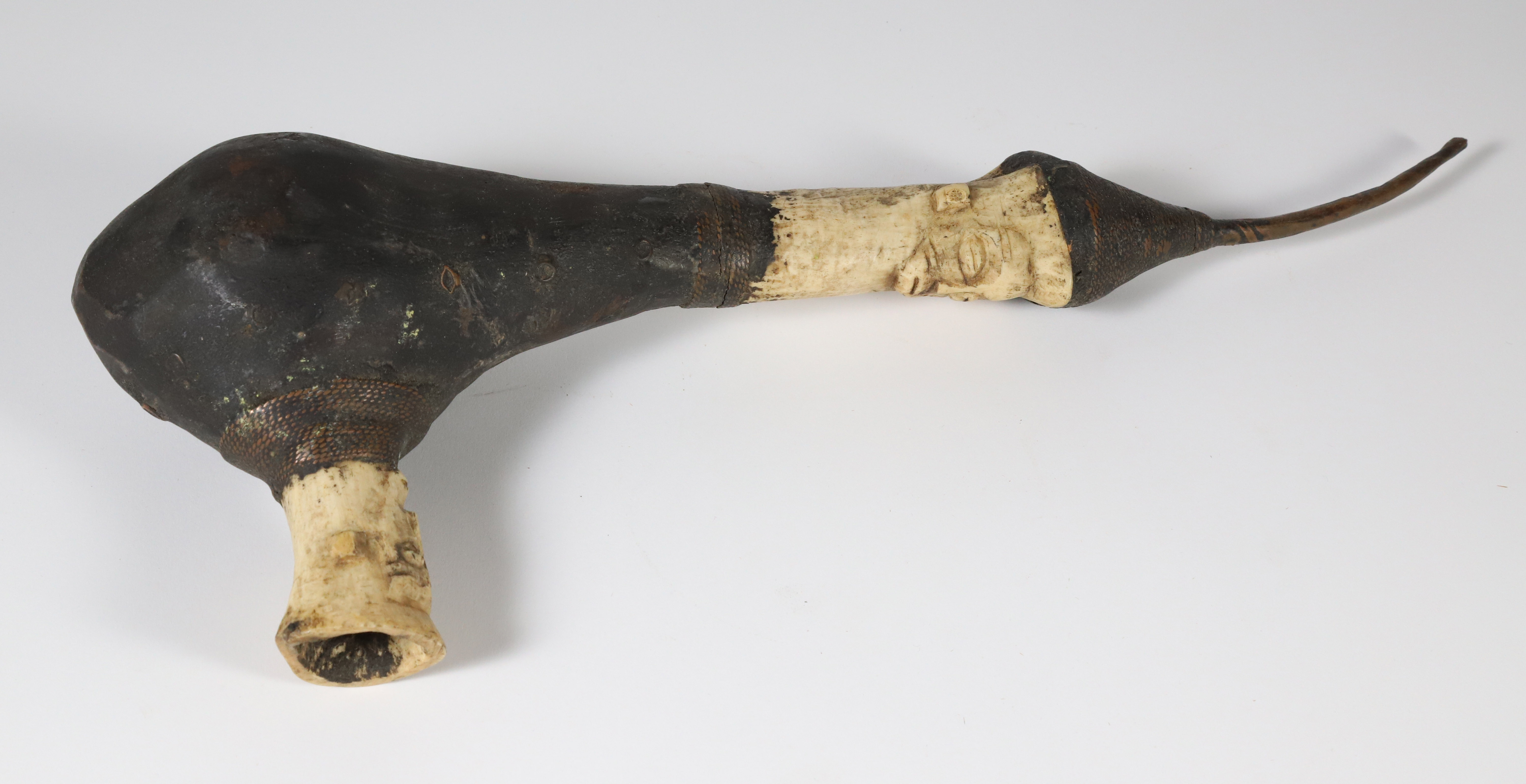 Bone Carved Tribal Pipe, 19th Century