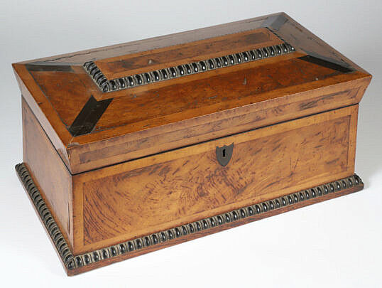 19th Century Burled Panel Two-compartment Tea Caddy