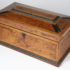 Burl Wood Two-Compartment Tea Caddy, 19th Century