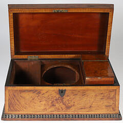 Burl Wood Two-Compartment Tea Caddy, 19th Century