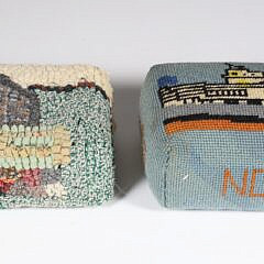 Needlepoint "Steamship" Wrapped Brick, Accompanied by "Homestead"