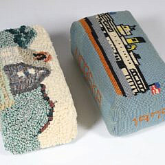 Needlepoint “Steamship Nobska” Wrapped Brick, Accompanied by “Homestead”