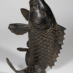 Japanese Patina Bronze "Jumping Carp" Fish Vase