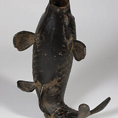 Japanese Patina Bronze “Jumping Carp” Fish Vase