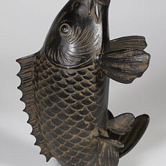 Japanese Patina Bronze “Jumping Carp” Fish Vase