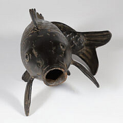 Japanese Patina Bronze “Jumping Carp” Fish Vase