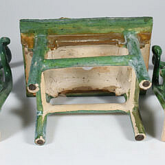 Miniature Chinese Pottery “Feast” Table with Two Ming Emperor and Empress Chairs