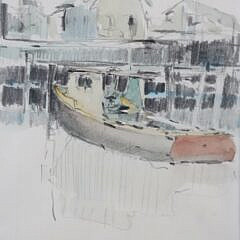 Roy Bailey Watercolor and Pencil “At the Wharf”