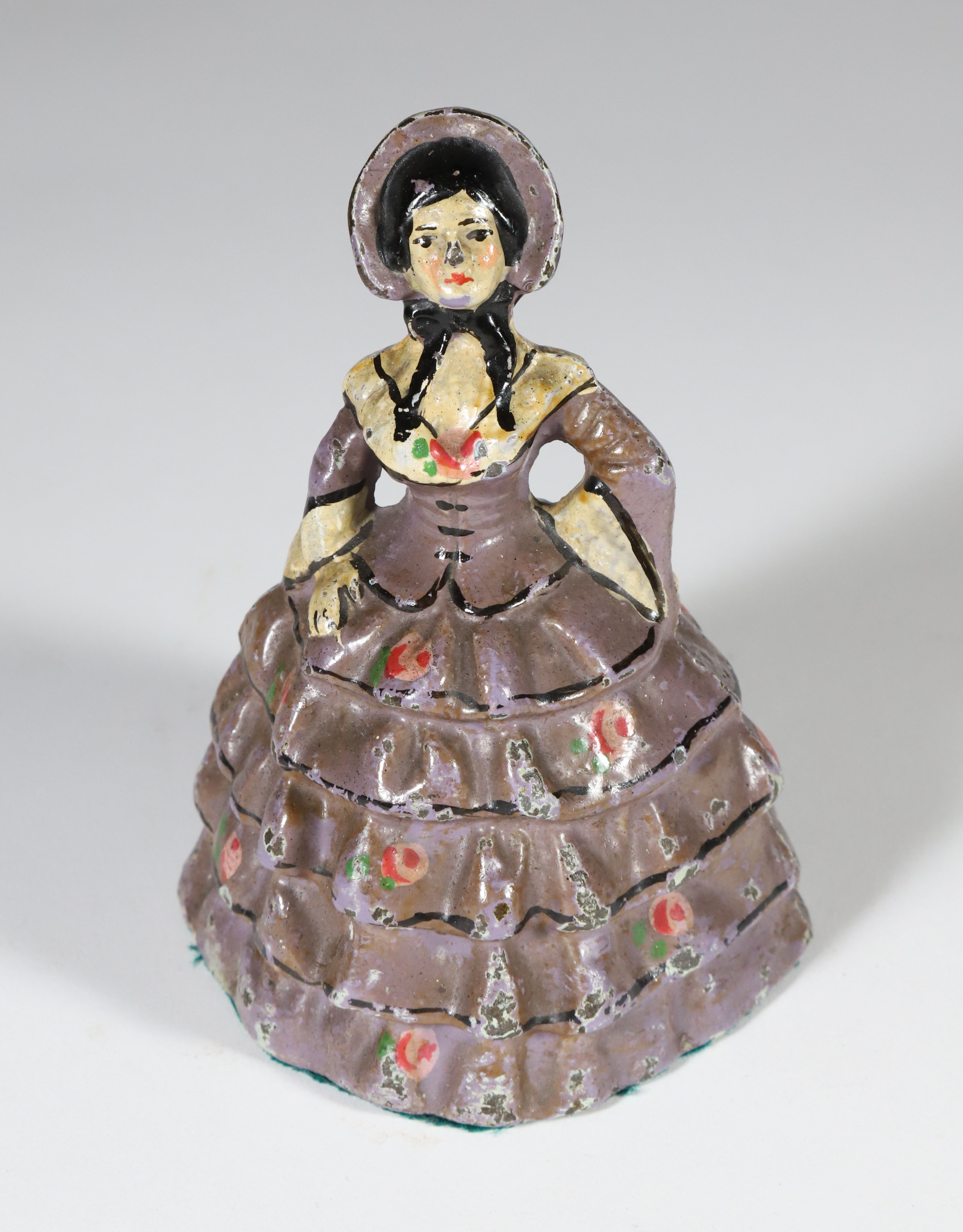 Antique Cast Iron Painted Lady Bell Doorstop - Vintage Cast Iron ...