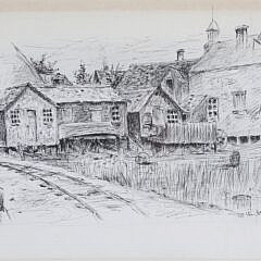 C.E. Cartwright Pencil Drawing, “At the Back of the Town Nantucket”, circa 1885