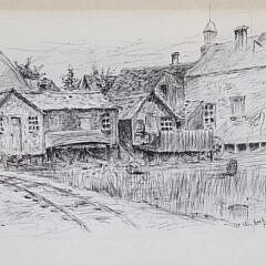 C.E. Cartwright Pencil Drawing, “At the Back of the Town Nantucket”, circa 1885
