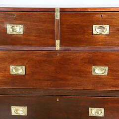 English Mahogany Brass Bound Two Part Campaign Chest, 19th Century