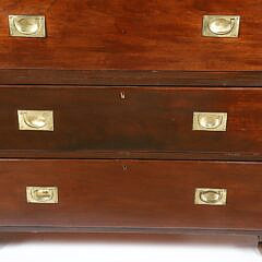 English Mahogany Brass Bound Two Part Campaign Chest, 19th Century