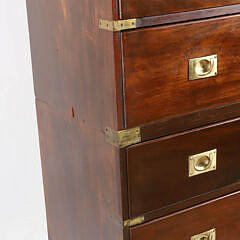 English Mahogany Brass Bound Two Part Campaign Chest, 19th Century