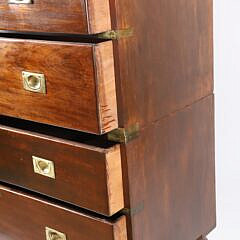 English Mahogany Brass Bound Two Part Campaign Chest, 19th Century