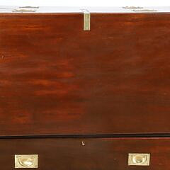 English Mahogany Brass Bound Two Part Campaign Chest, 19th Century
