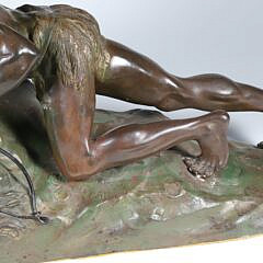 Vintage Cold Painted Metal Clad Sculpture of a Native American Indian Chief