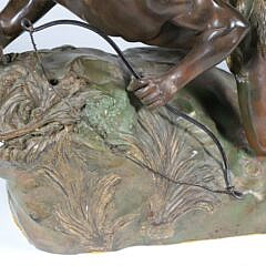 Vintage Cold Painted Metal Clad Sculpture of a Native American Indian Chief