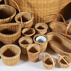 Collection of Approximately Thirty-One Hand Made Nantucket Baskets in Various Forms and Makers