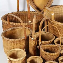 Collection of Approximately Thirty-One Hand Made Nantucket Baskets in Various Forms and Makers