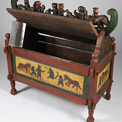 Outsider Folk Art Carved Wood Erotica Storage Box, dated 1941