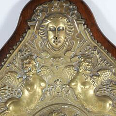 Antique Spanish Brass Repousse Four-Light Candelabra Wall Sconce