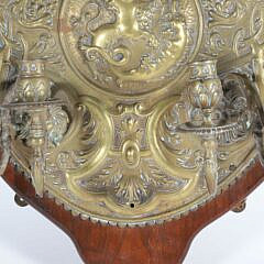 Antique Spanish Brass Repousse Four-Light Candelabra Wall Sconce