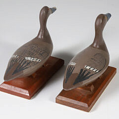 Pair of Dr. John Carriere Carved Miniature Duck Decoys 