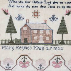 Mary Keynes Colorful and Bright School Girl Sampler “Mary Keynes, May 25, 1822”