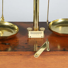 Brass Scale on Wood Stand, 19th Century, with One Drawer