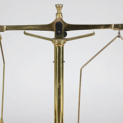 Brass Scale on Wood Stand, 19th Century, with One Drawer