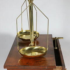Brass Scale on Wood Stand, 19th Century, with One Drawer