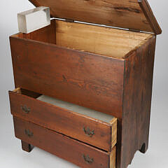American Diminutive Pine Two Drawer Blanket Chest, 19th Century