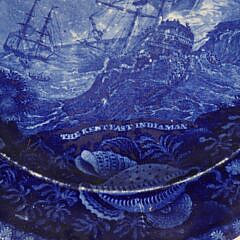 Historic Blue Staffordshire Plate “The Kent East Indianman”, 19th Century