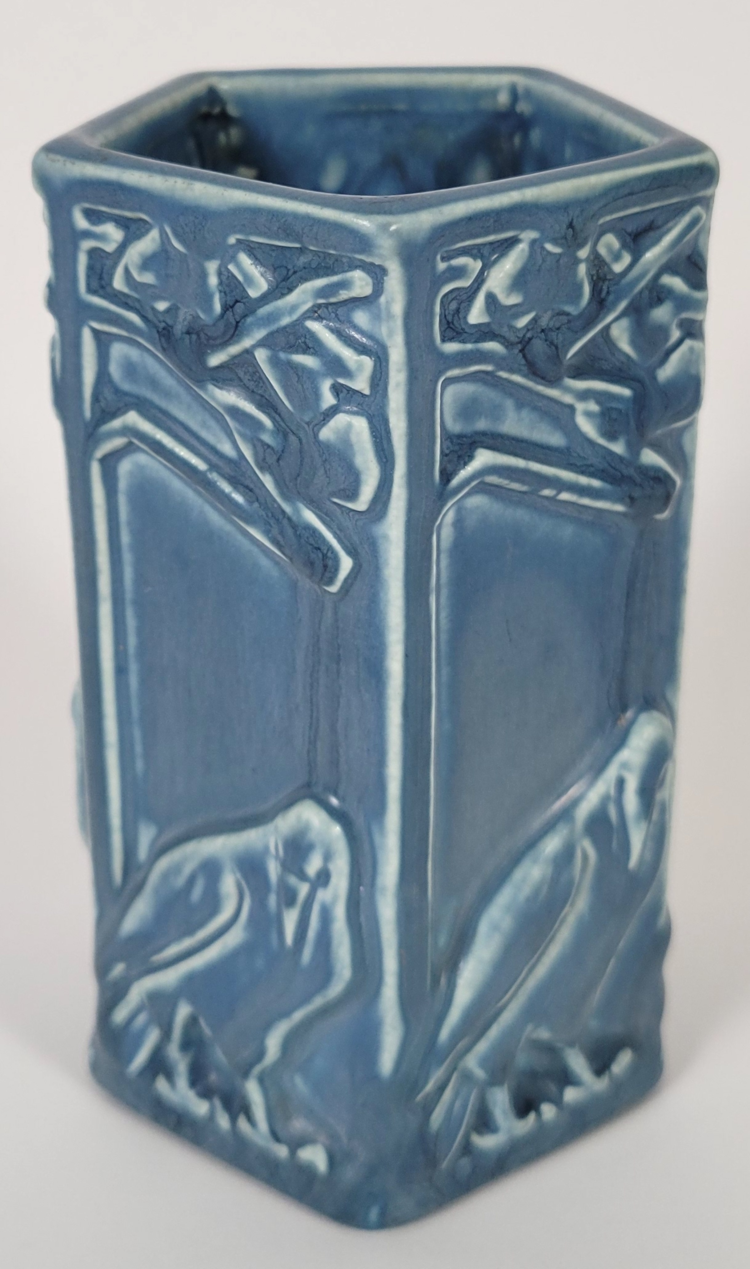 Antique Rookwood Art Pottery Rook Blue Glazed Pencil Holder - Antique ...
