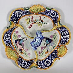 Two Pieces of Vintage Quimper Including a Canape Dish and Flower Basket