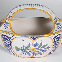 Two Pieces of Vintage Quimper Including a Canape Dish and Flower Basket