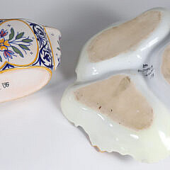 Two Pieces of Vintage Quimper Including a Canape Dish and Flower Basket