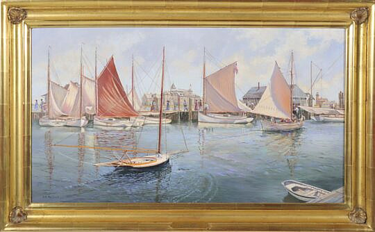 17-5154 Gerald Fellows Oil Nantucket Cat Boat Basin A_IMG_7789