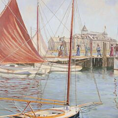 Gerald E. Fellows Oil on Linen “Nantucket Catboat Basin”