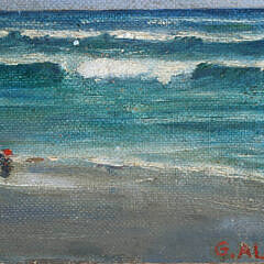 G.Alford American School Oil on Canvas “Surfcasting”