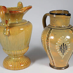 Double Handle Haeger U.S.A. Ceramic Vase and French Pitcher
