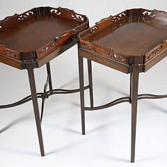 Pair of Chippendale Style Pierced Gallery Tray Trop Stands 19th Century