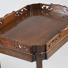 Pair of Chippendale Style Pierced Gallery Tray Trop Stands, 19th Century